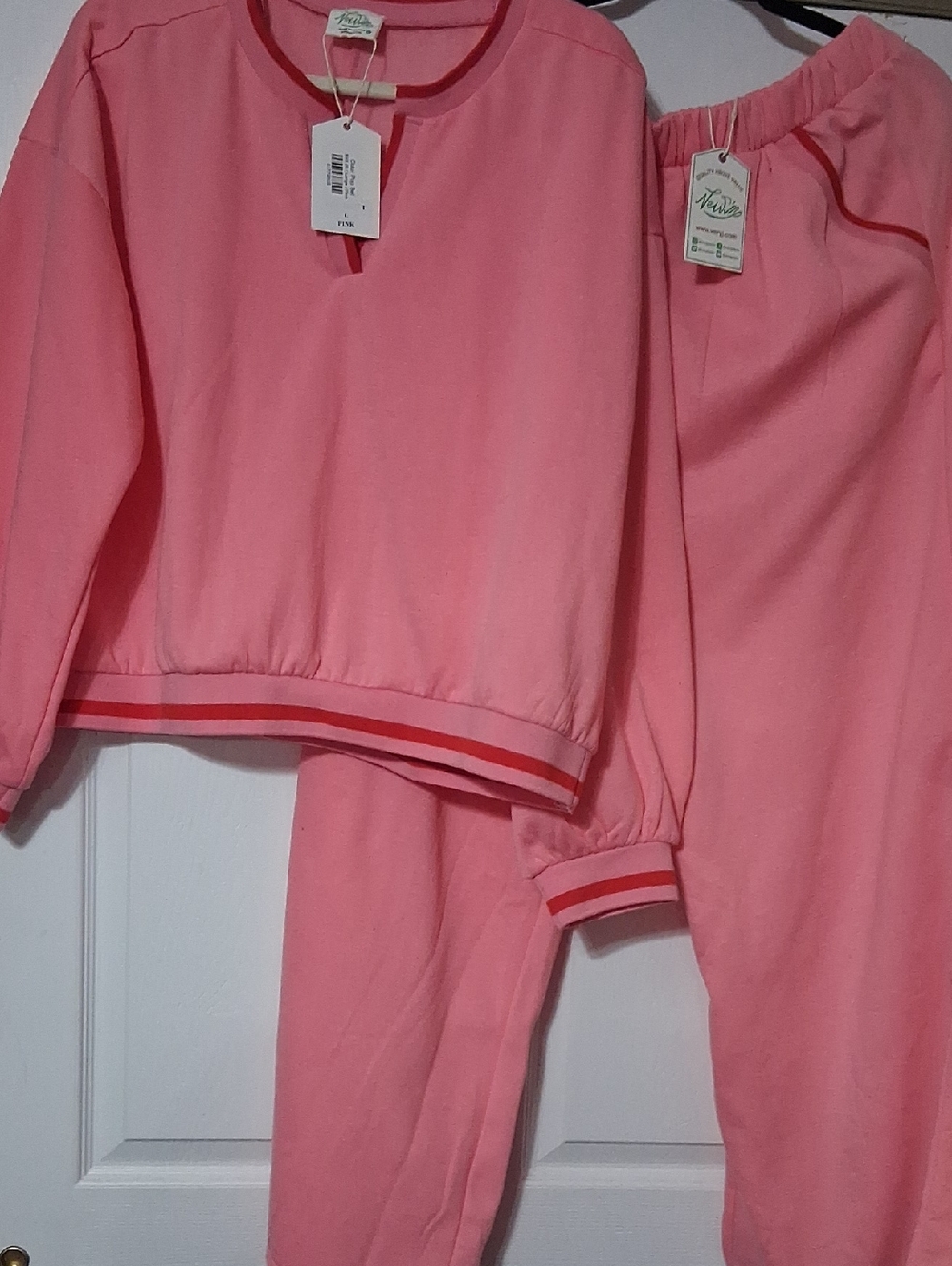 NewVibes  New 2/ Tags Boutique Pink Rib-Trim Sweatshirt & Jogger Set Sx L $29